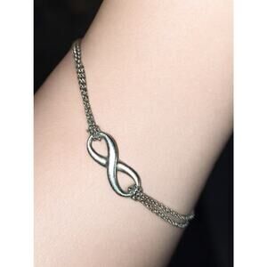 Tiffany & Co Silver Infinity Double Chain Bracelet 7"